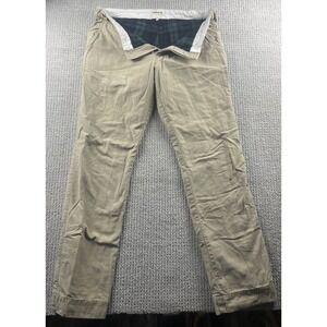 Guideboat Co Flannel Lined Chino Pants Men's 34x33 Khaki Straight Leg Made USA